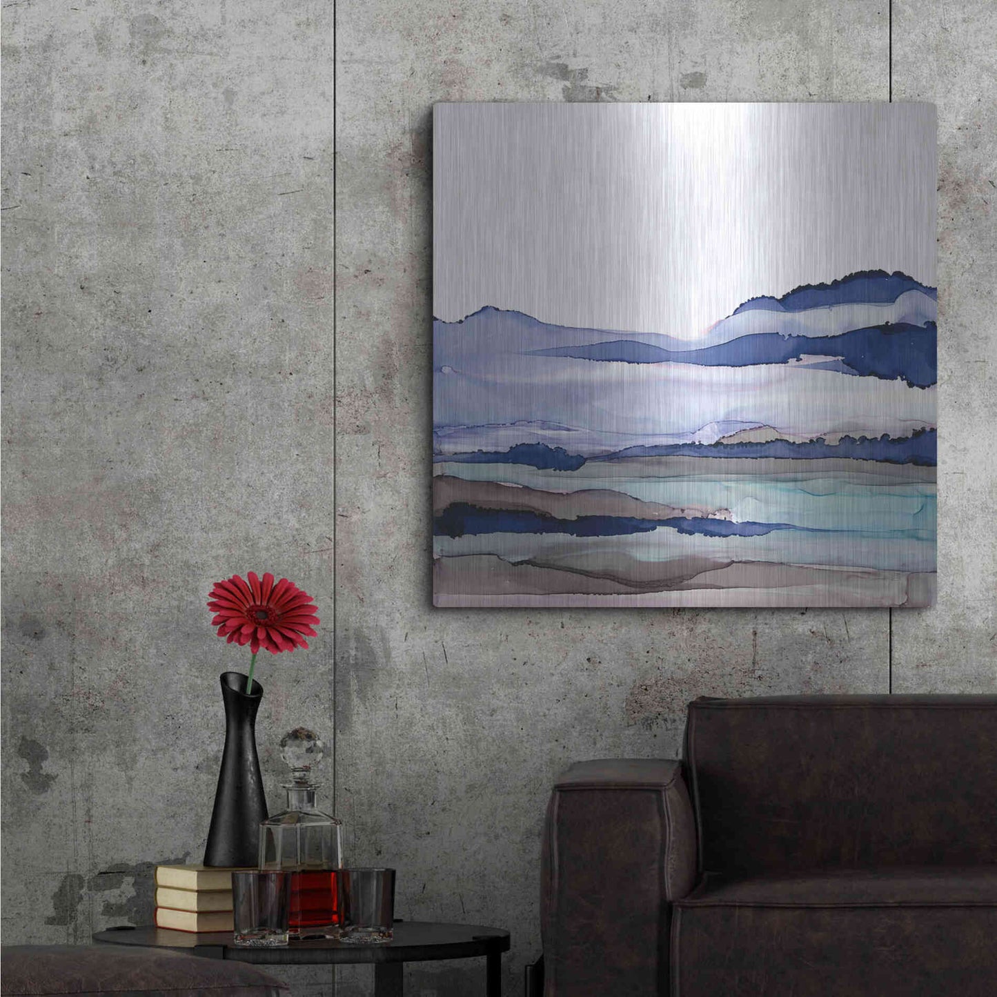 Luxe Metal Art 'Bluescape I' by Chris Paschke, Metal Wall Art,36x36