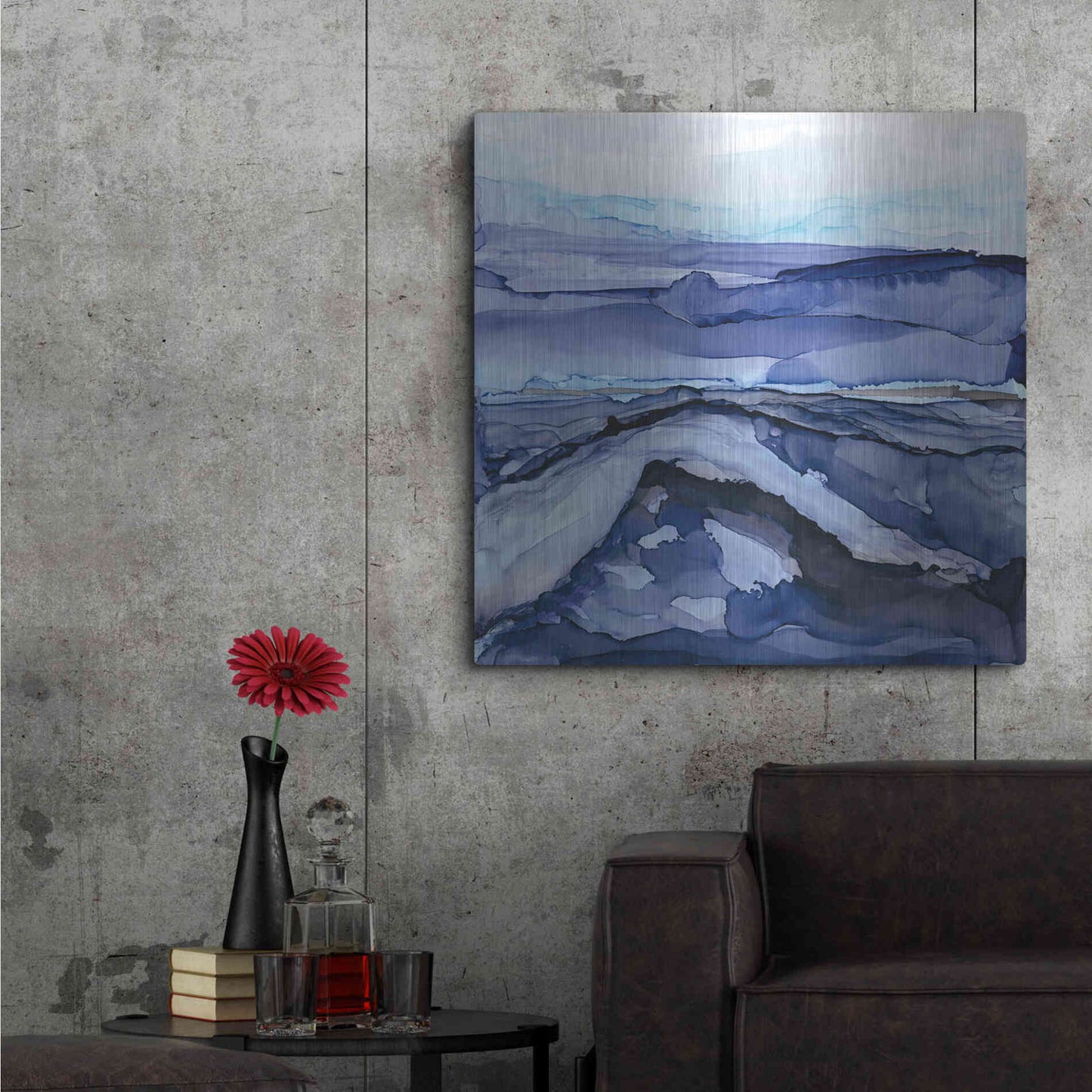 Luxe Metal Art 'Bluescape V' by Chris Paschke, Metal Wall Art,36x36