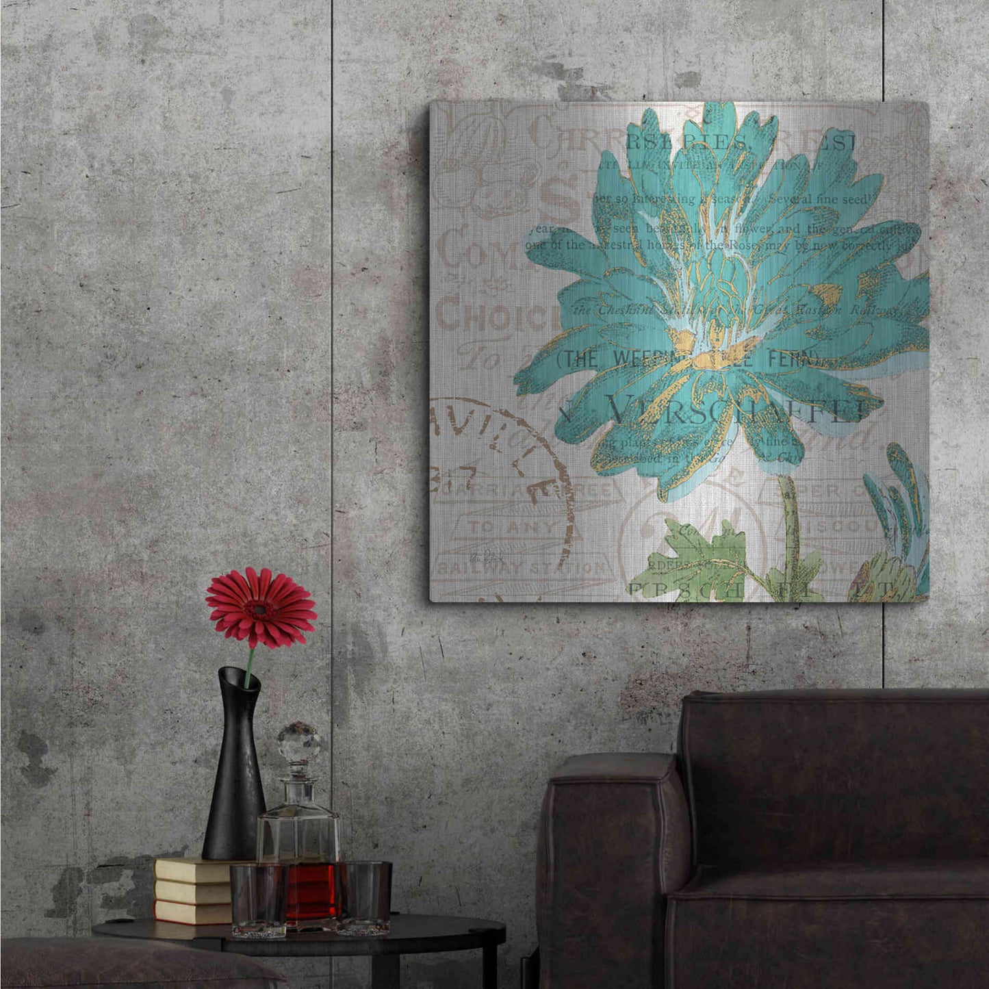 Luxe Metal Art 'Bookshelf Botanical IV' by Katie Pertiet, Metal Wall Art,36x36