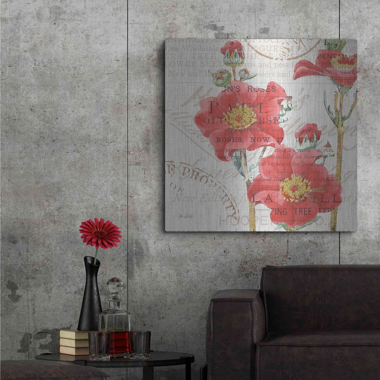 Luxe Metal Art 'Bookshelf Botanical V' by Katie Pertiet, Metal Wall Art,36x36