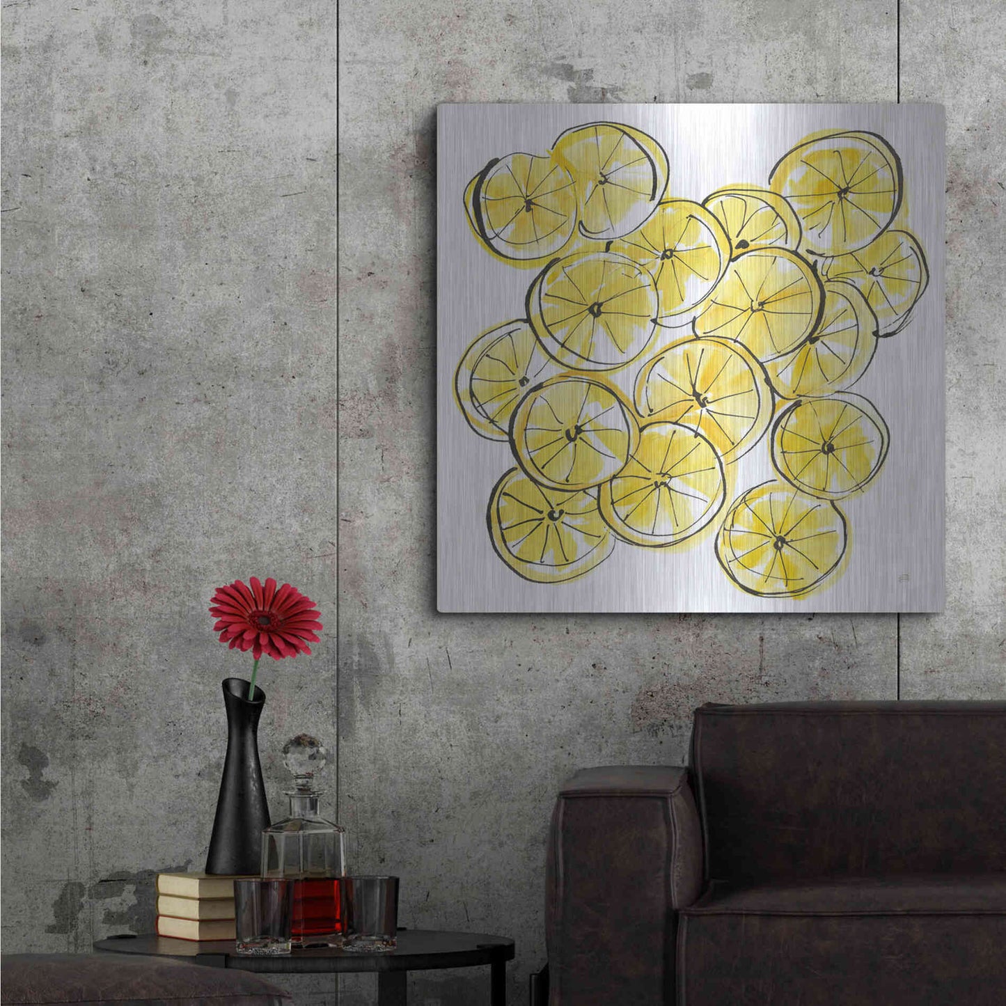 Luxe Metal Art 'Cut Lemons III' by Chris Paschke, Metal Wall Art,36x36