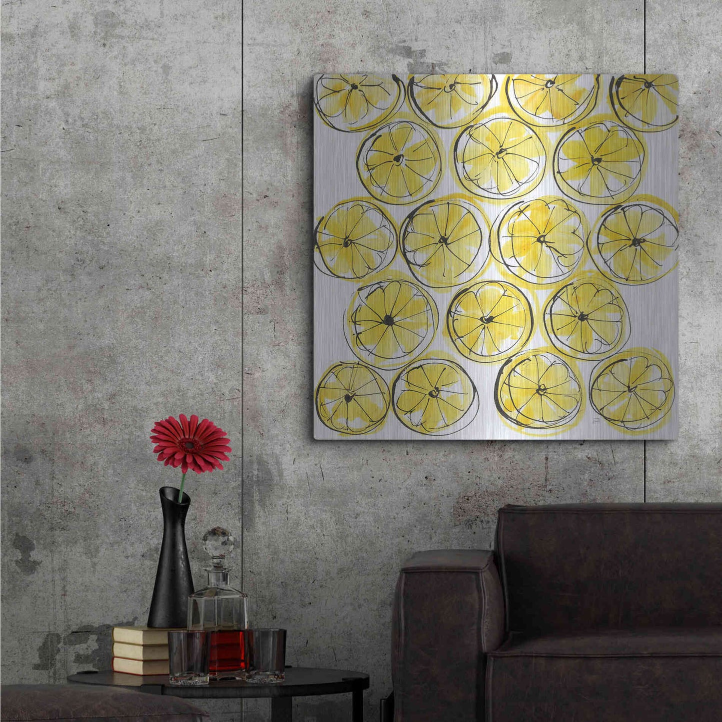 Luxe Metal Art 'Cut Lemons IV' by Chris Paschke, Metal Wall Art,36x36