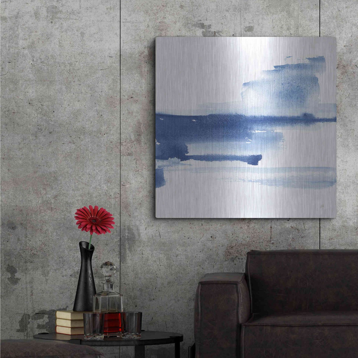 Luxe Metal Art 'Classic Blue III' by Chris Paschke, Metal Wall Art,36x36