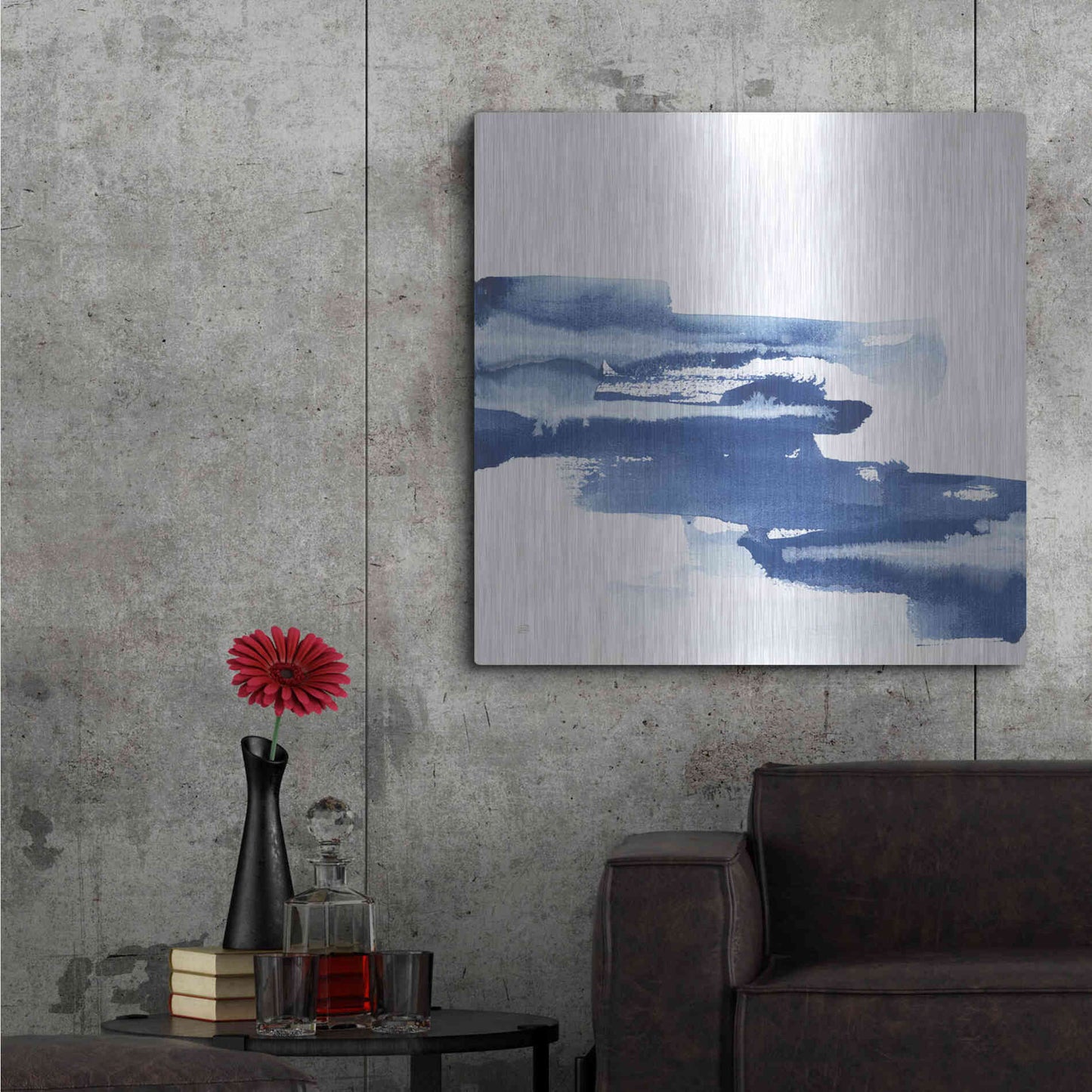 Luxe Metal Art 'Classic Blue V' by Chris Paschke, Metal Wall Art,36x36