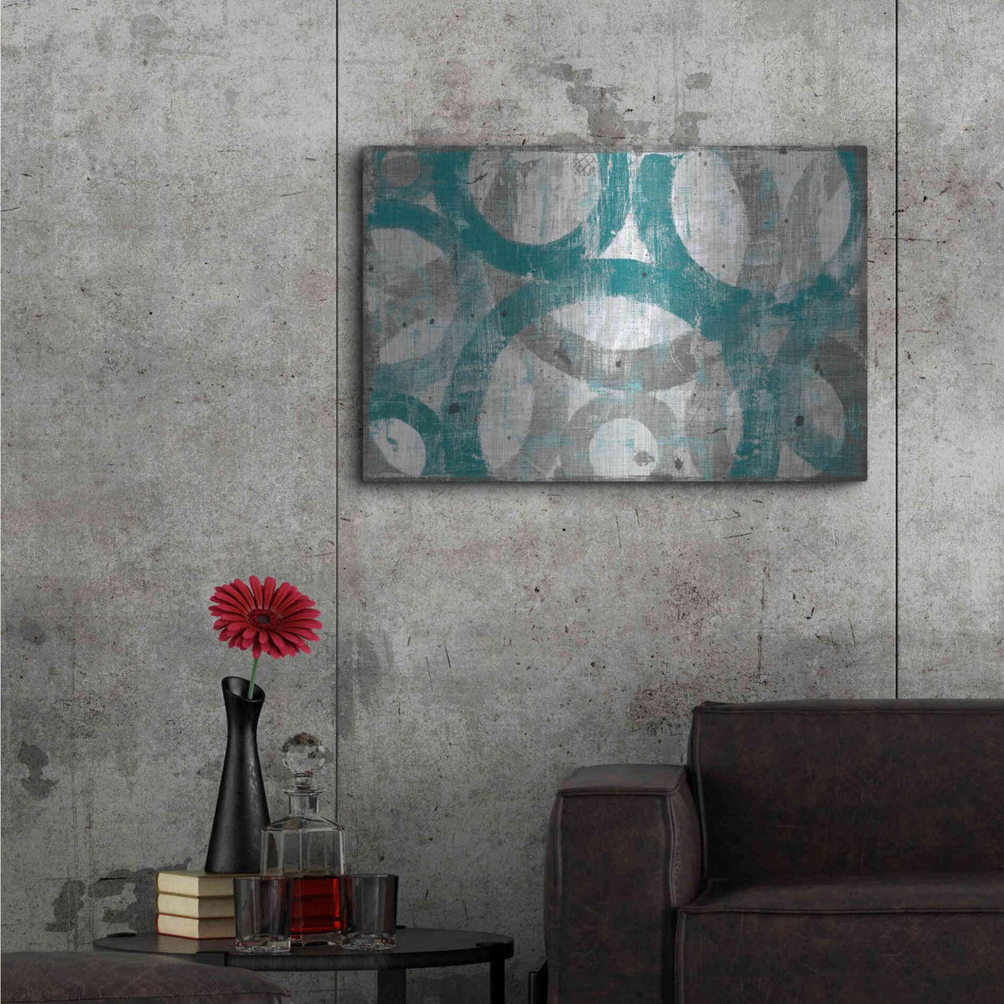 Luxe Metal Art 'Industrial I Teal' by Michael Mullan, Metal Wall Art,36x24