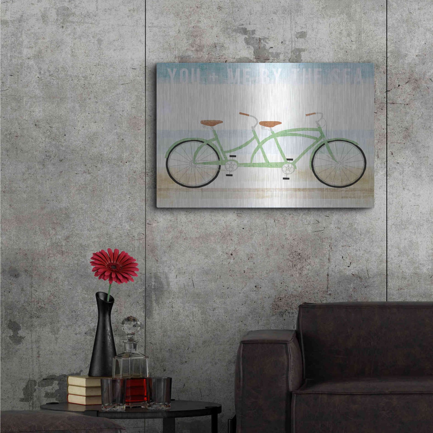 Luxe Metal Art 'Beach Cruiser Tandem v2' by Michael Mullan, Metal Wall Art,36x24