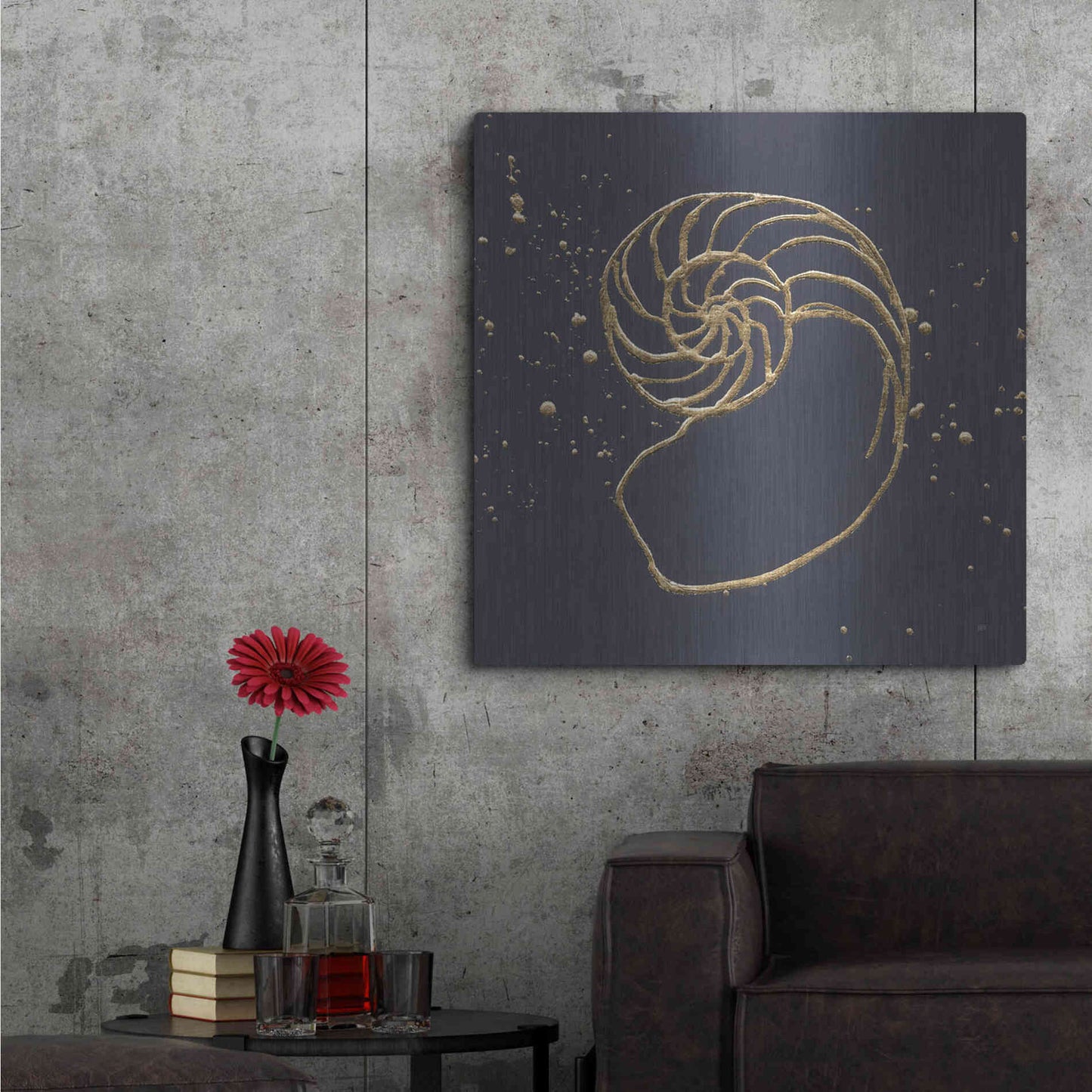 Luxe Metal Art 'Gold Nautilus II' by Chris Paschke, Metal Wall Art,36x36