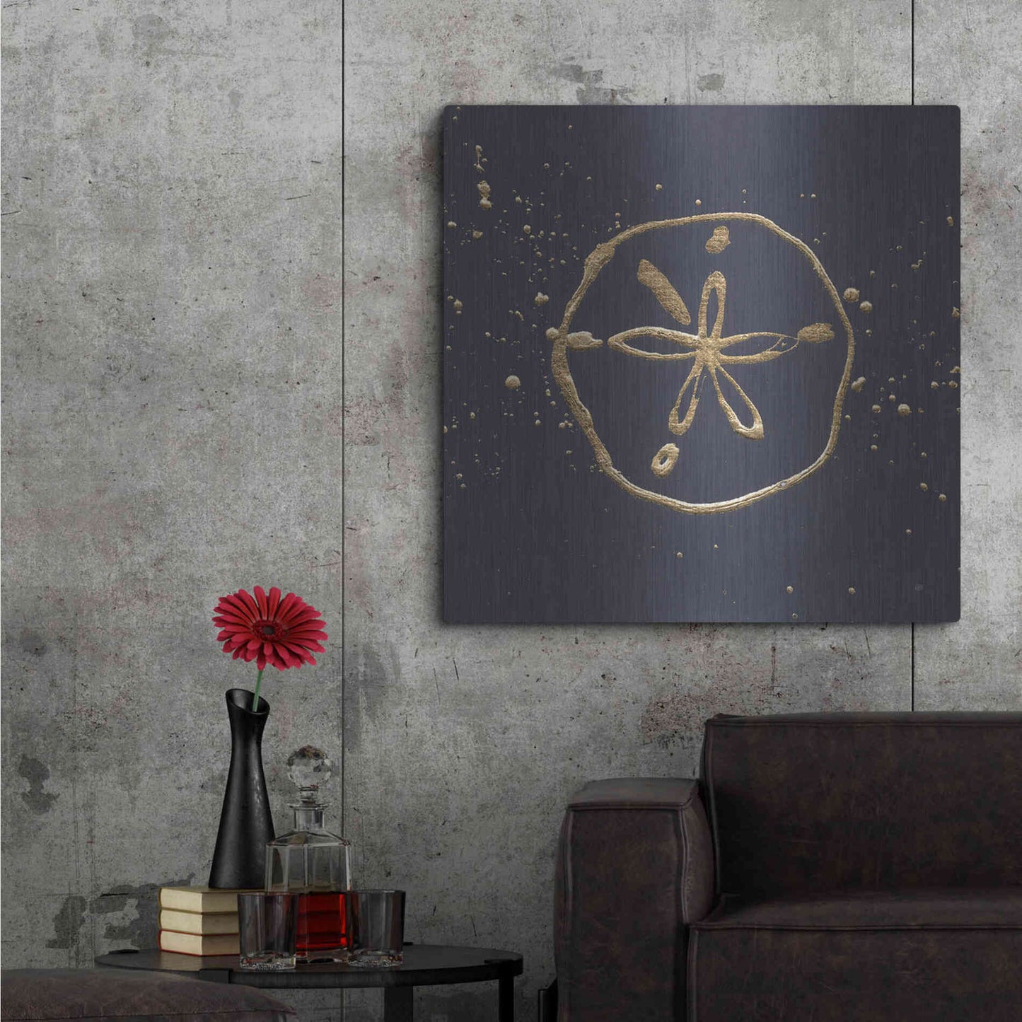 Luxe Metal Art 'Gold Sand Dollar I' by Chris Paschke, Metal Wall Art,36x36