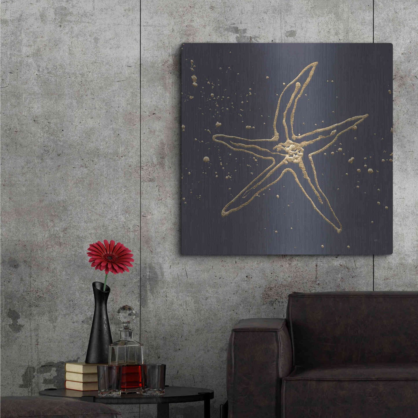 Luxe Metal Art 'Gold Starfish II' by Chris Paschke, Metal Wall Art,36x36