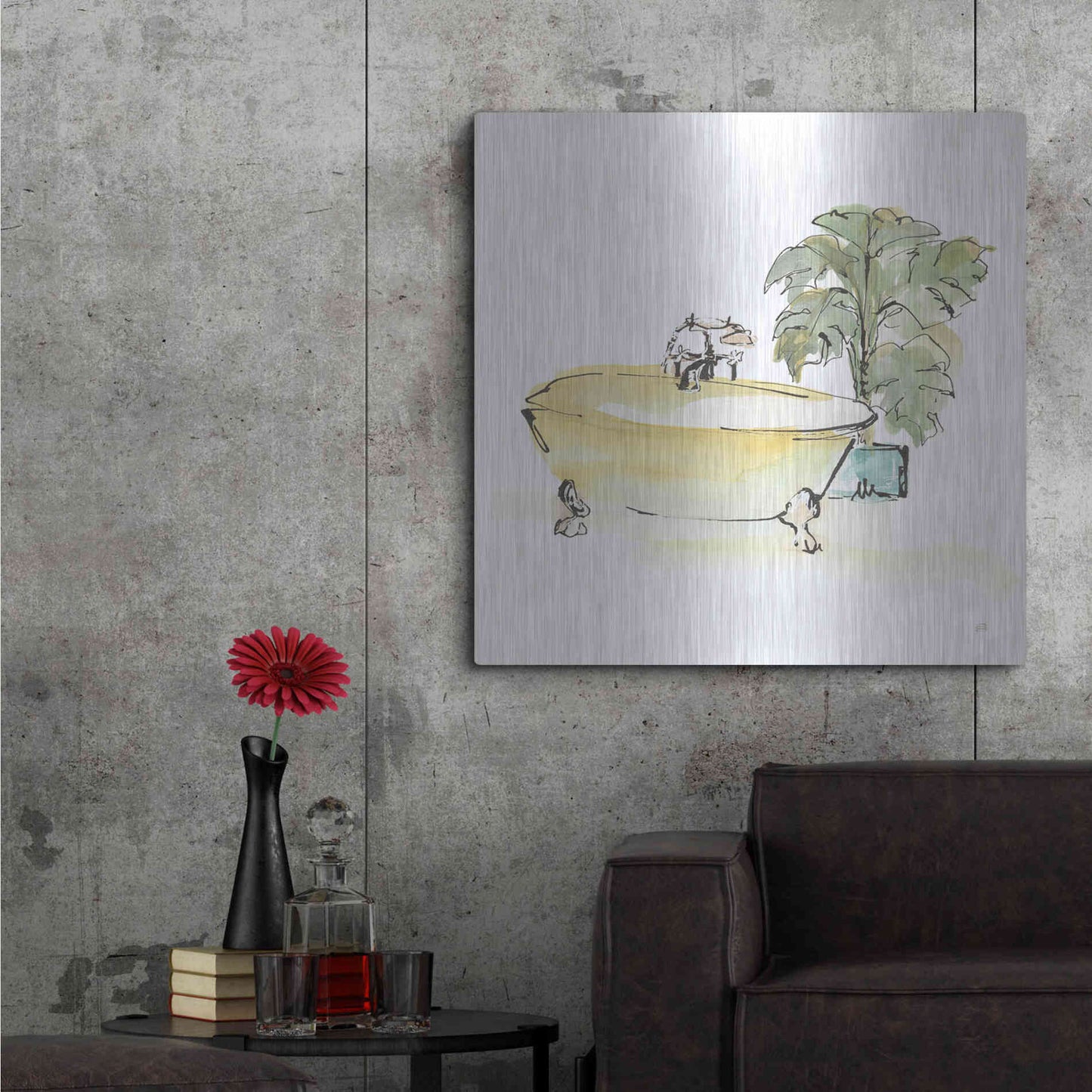 Luxe Metal Art 'Tub III' by Chris Paschke, Metal Wall Art,36x36