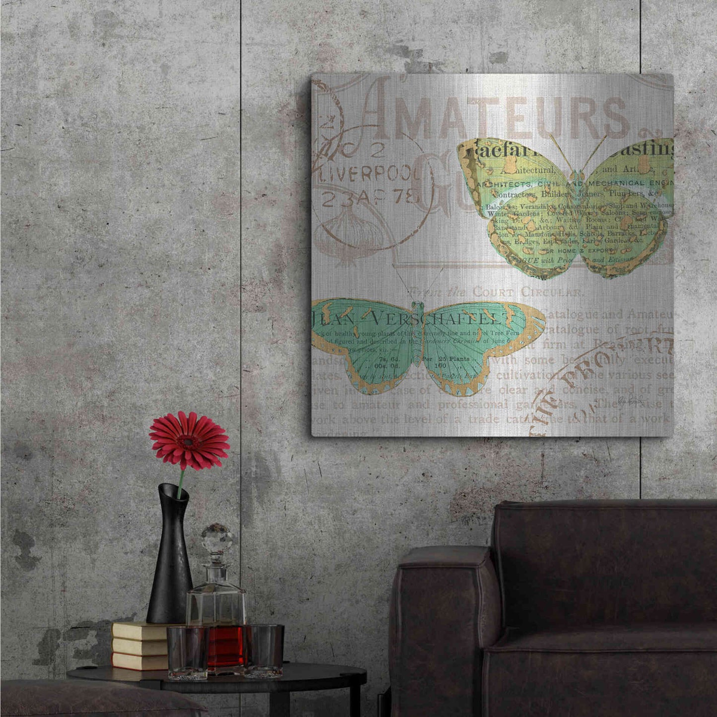 Luxe Metal Art 'Bookshelf Botanical IX' by Katie Pertiet, Metal Wall Art,36x36