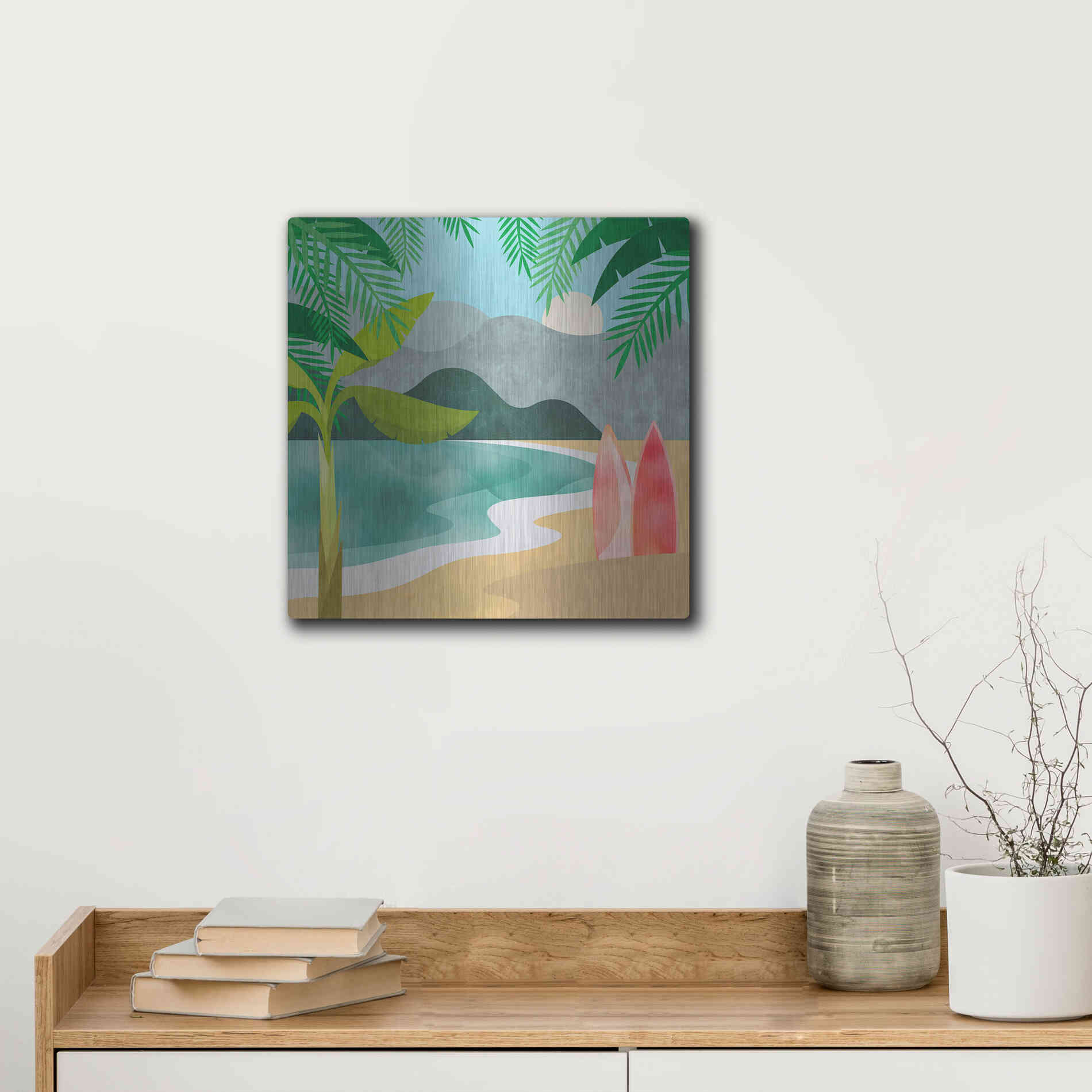 Luxe Metal Art 'Secret Surf Spot' by Andrea Haase, Metal Wall At,12x12