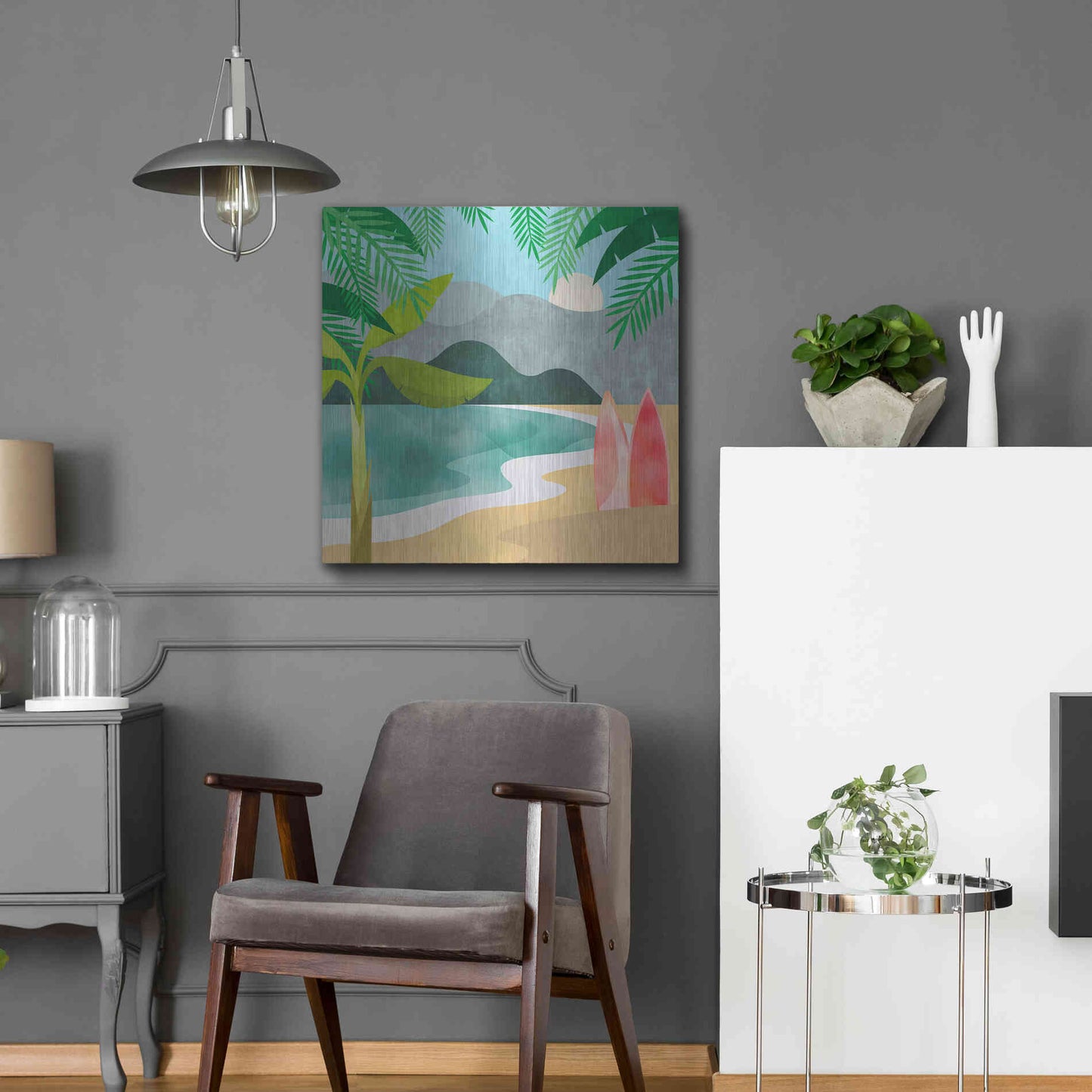 Luxe Metal Art 'Secret Surf Spot' by Andrea Haase, Metal Wall At,24x24