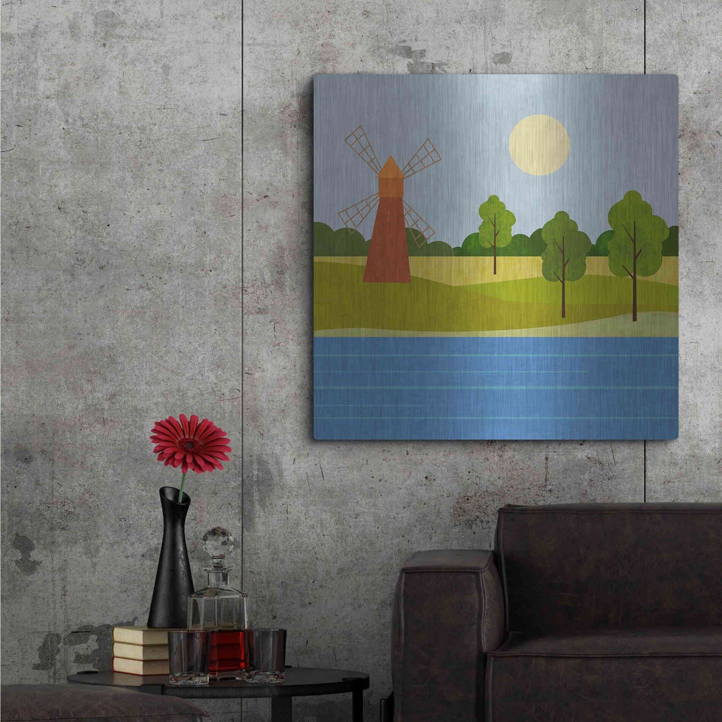 Luxe Metal Art 'The Old Windmill' by Andrea Haase, Metal Wall At,36x36