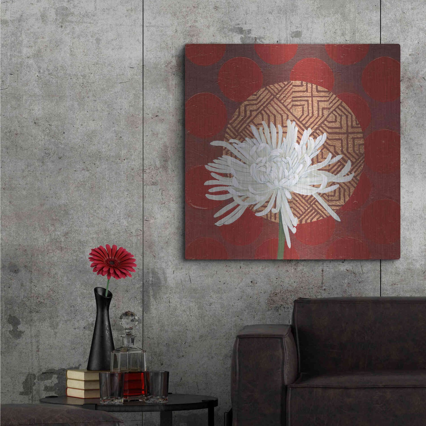 Luxe Metal Art 'Morning Chrysanthemum IV' by Kathrine Lovell, Metal Wall Art,36x36