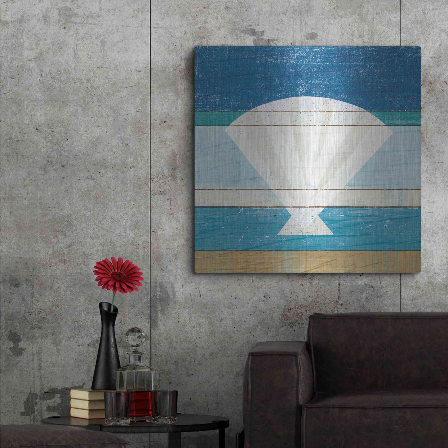 Luxe Metal Art 'Beachscape Shell' by Michael Mullan, Metal Wall Art,36x36