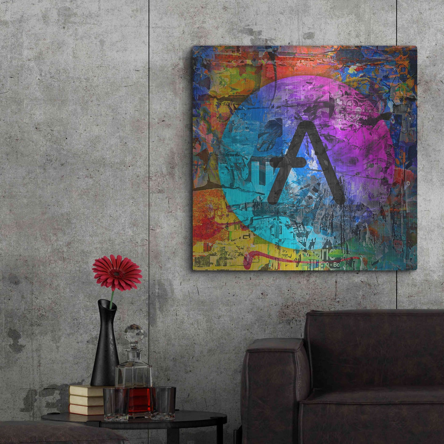 Luxe Metal Art 'Aave Crypto In Color' by Luxe Metal Art Portfolio, Metal Wall Art,36x36