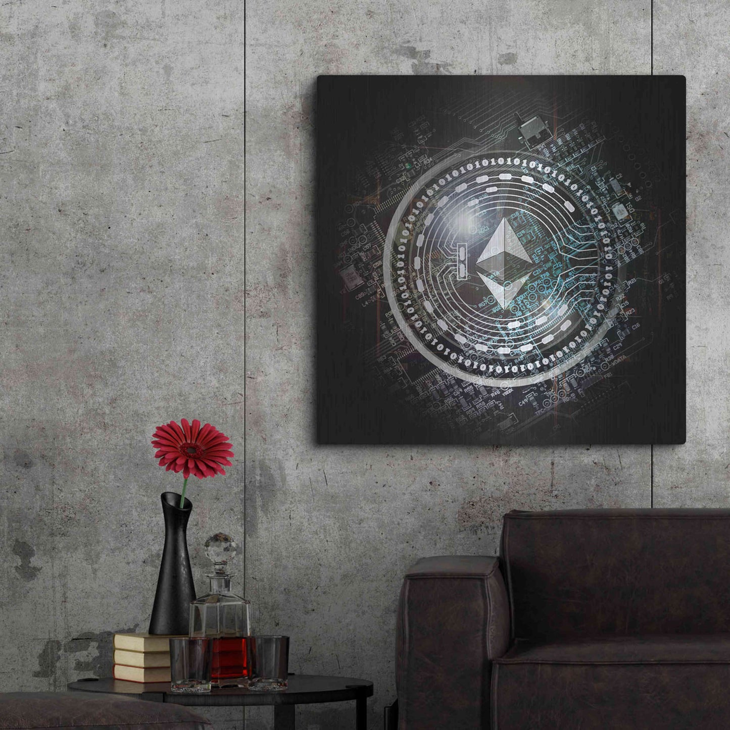 Luxe Metal Art 'Eth Ethereum Crypto Coin' by Luxe Metal Art Portfolio, Metal Wall Art,36x36