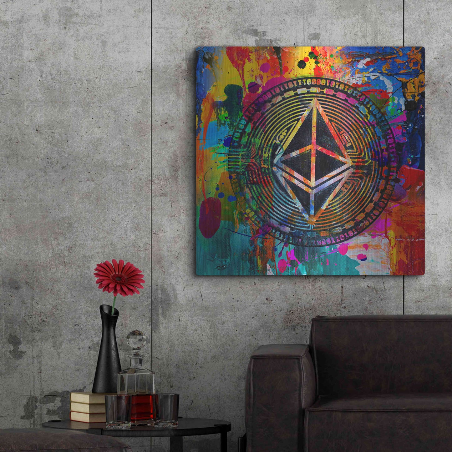 Luxe Metal Art 'Eth Ethereum Crypto In Color' by Luxe Metal Art Portfolio, Metal Wall Art,36x36