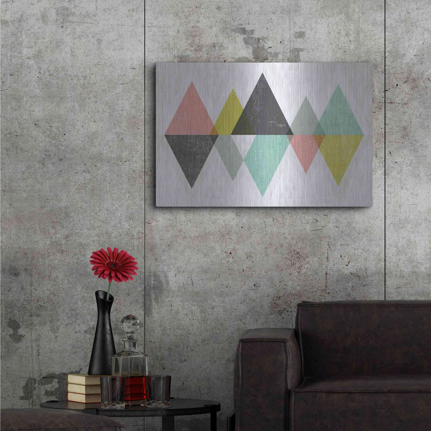 Luxe Metal Art 'Mod Triangles II' by Michael Mullan, Metal Wall Art,36x24