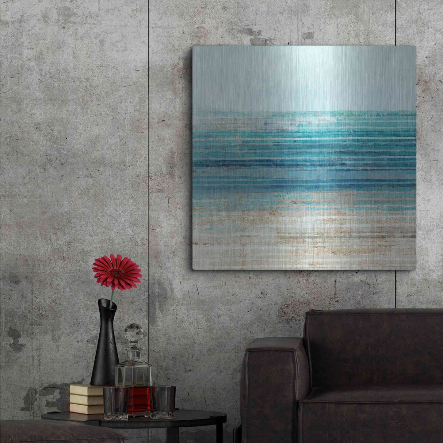 Luxe Metal Art 'Ocean Daydream I' by Flora Kouta Metal Wall Art,36x36