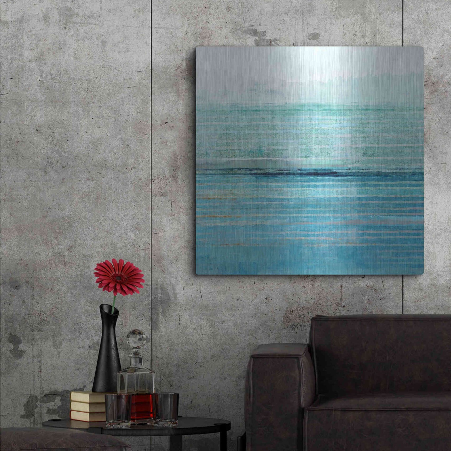 Luxe Metal Art 'Ocean Daydream II' by Flora Kouta Metal Wall Art,36x36