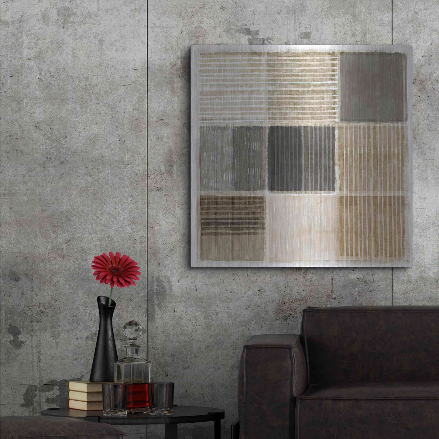 Luxe Metal Art 'Natural Patchwork II' by Flora Kouta Metal Wall Art,36x36