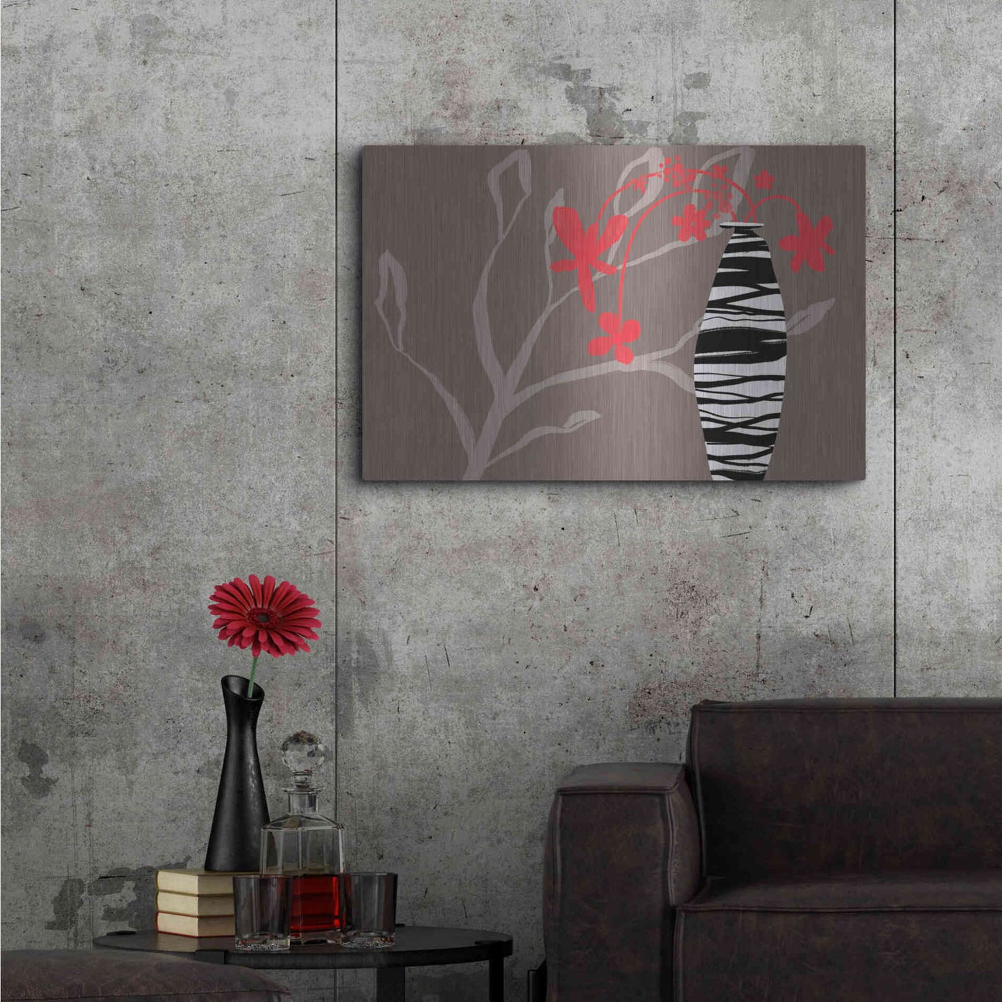 Luxe Metal Art 'Red Flowers In A Vase' by Delores Naskrent Metal Wall Art,36x24