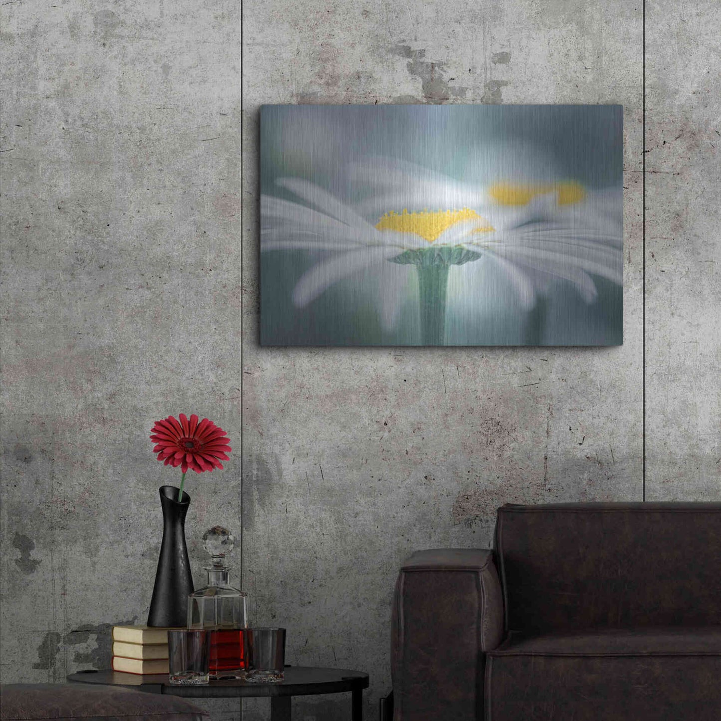 Luxe Metal Art 'Two Daisies' by Don Schwartz, Metal Wall Art,36x24