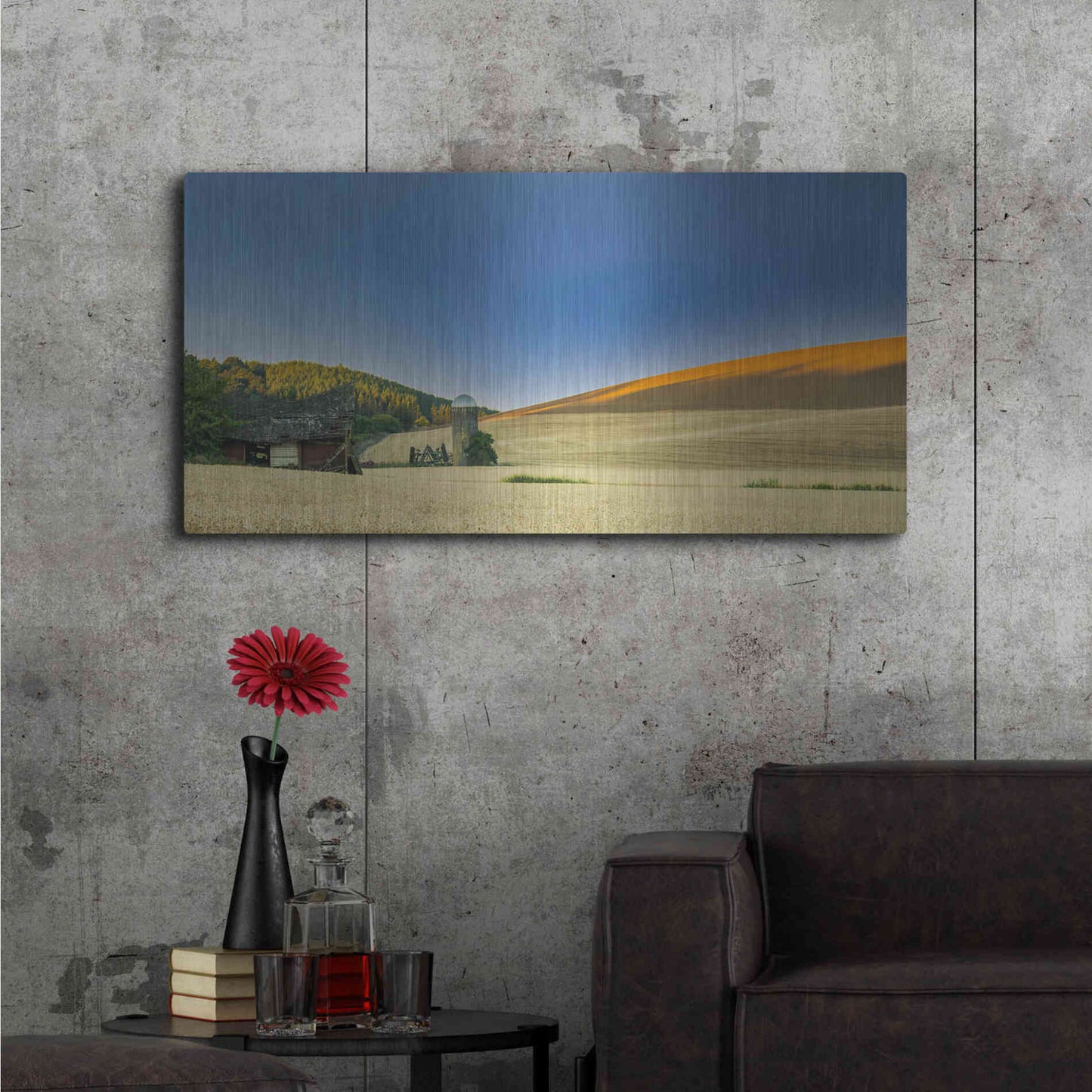 Luxe Metal Art 'Old Barn And Silo' by Don Schwartz, Metal Wall Art,48x24