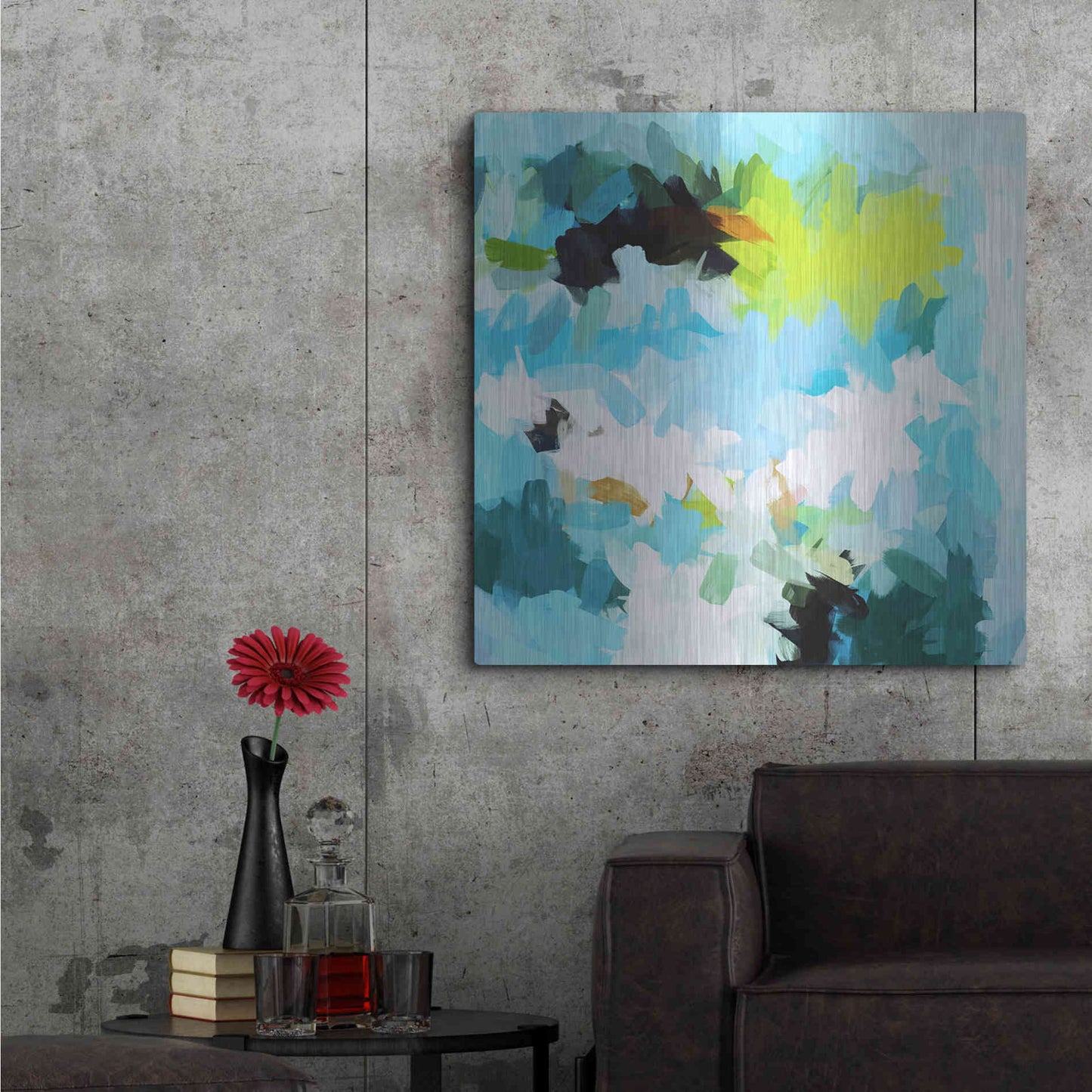 Luxe Metal Art 'Abstract Colorful Flows 15' by Irena Orlov Metal Wall Art,36x36