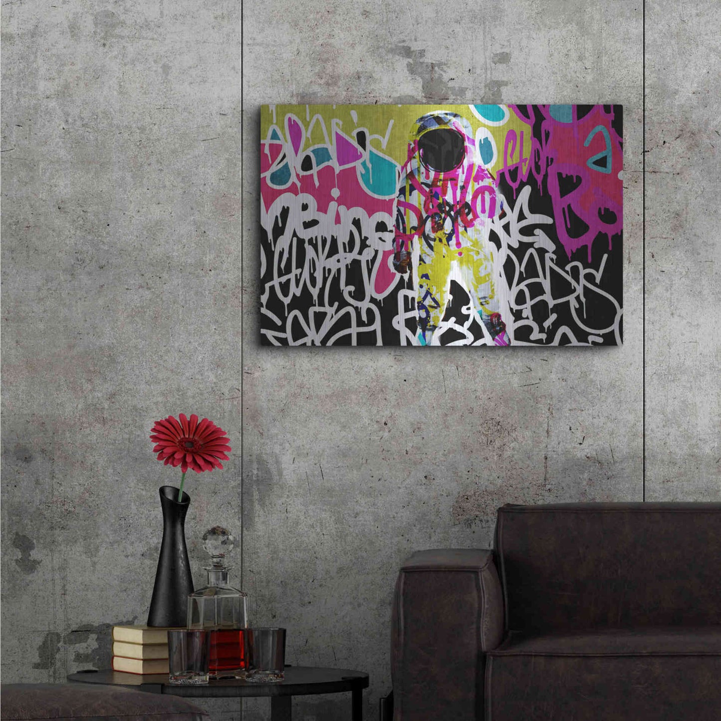 Luxe Metal Art 'Astronaut Graffiti Art 5' by Irena Orlov Metal Wall Art,36x24