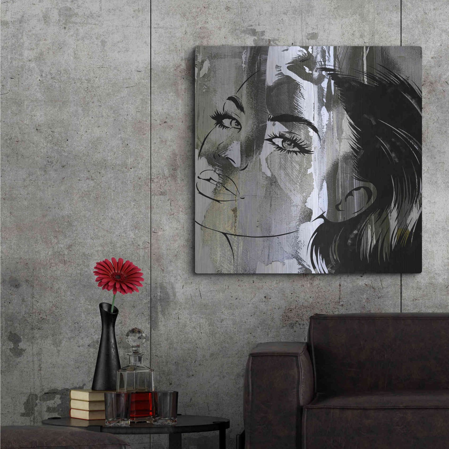Luxe Metal Art 'Face In The Wall 2' by Karen Smith Metal Wall Art,36x36