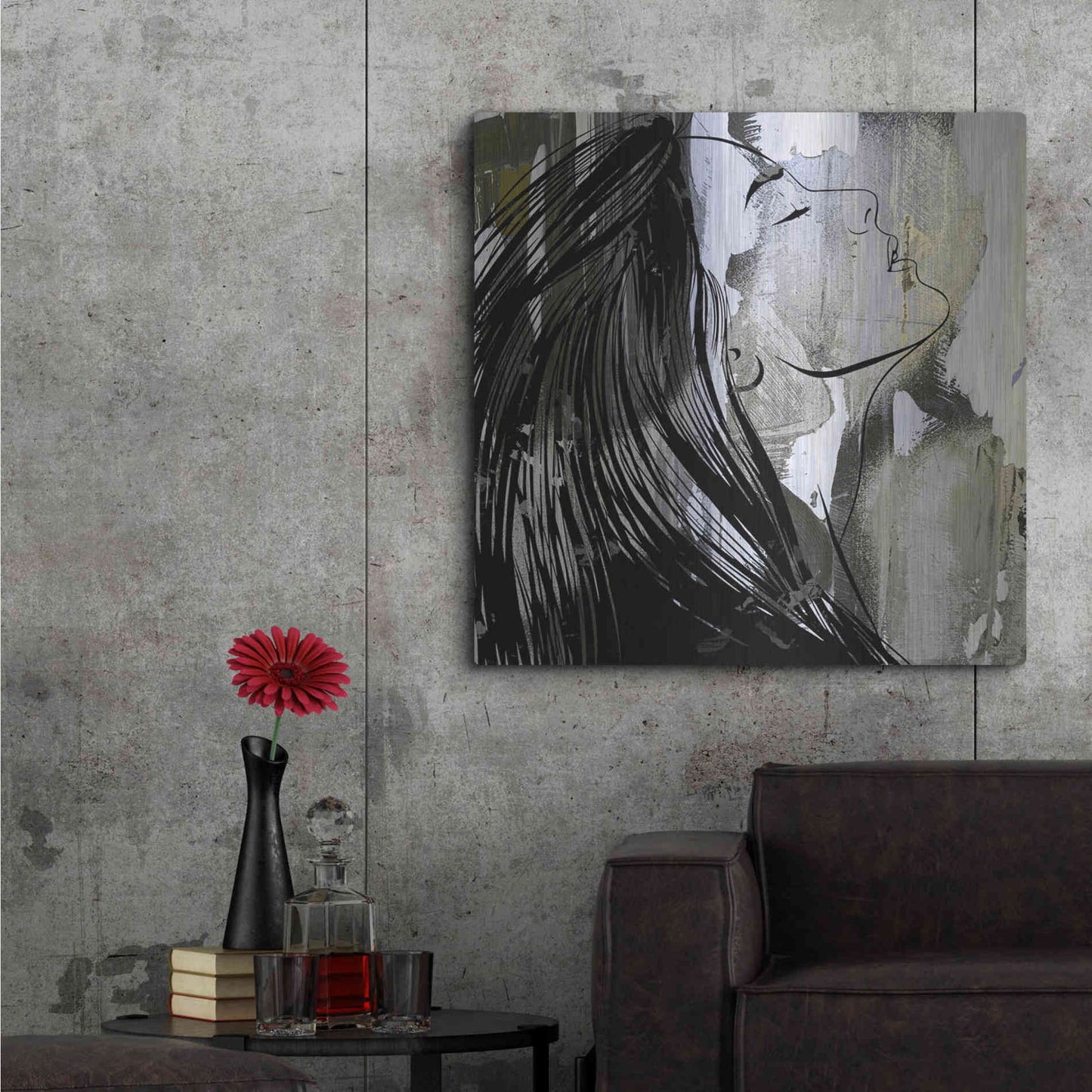 Luxe Metal Art 'Face In The Wall 1' by Karen Smith Metal Wall Art,36x36