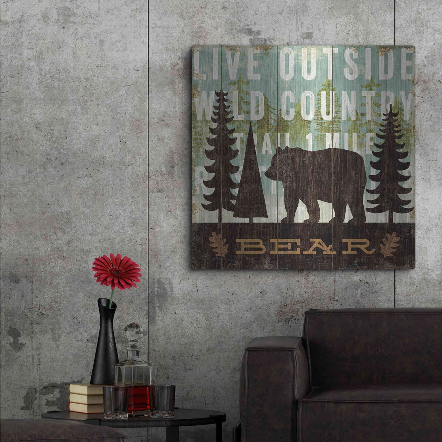 Luxe Metal Art 'Simple Living Bear' by Michael Mullan, Metal Wall Art,36x36