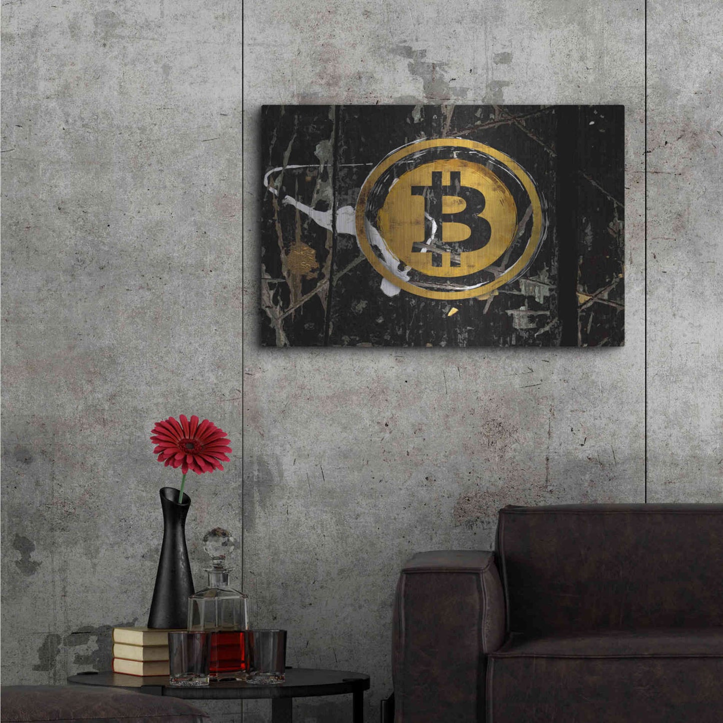 Luxe Metal Art 'Bitcoin Splash' by Karen Smith Metal Wall Art,36x24