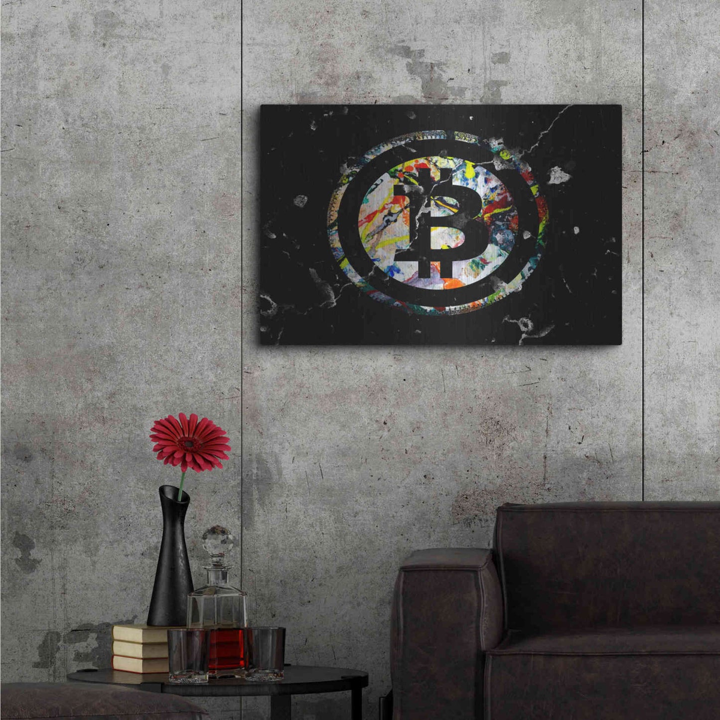 Luxe Metal Art 'Bitcoin Paint' by Karen Smith Metal Wall Art,36x24