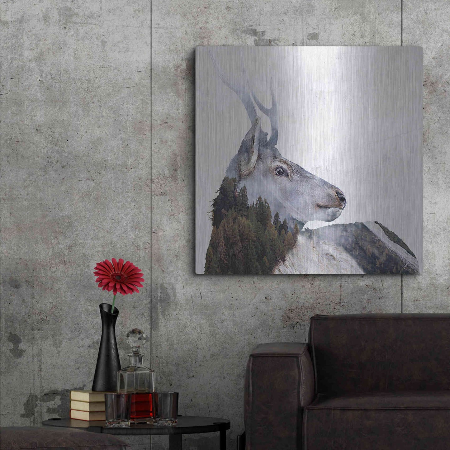 Luxe Metal Art 'Alpine Stag' by Karen Smith Metal Wall Art,36x36