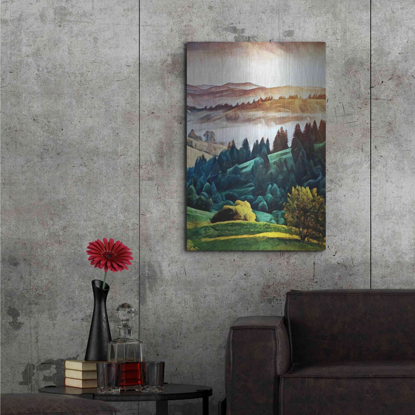 Luxe Metal Art 'Misty Morning Mountains 1' by Ashley Aldridge Metal Wall Art,24x36