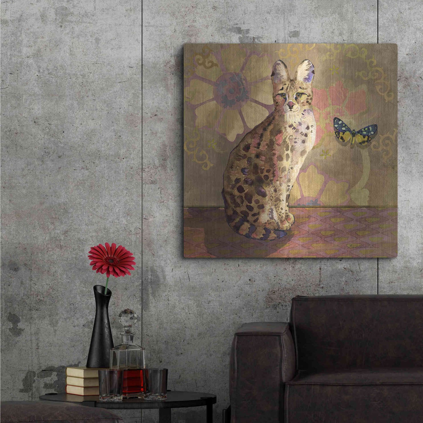 Luxe Metal Art 'Duchess Bellflower The Cat' by Evelia Designs Metal Wall Art,36x36