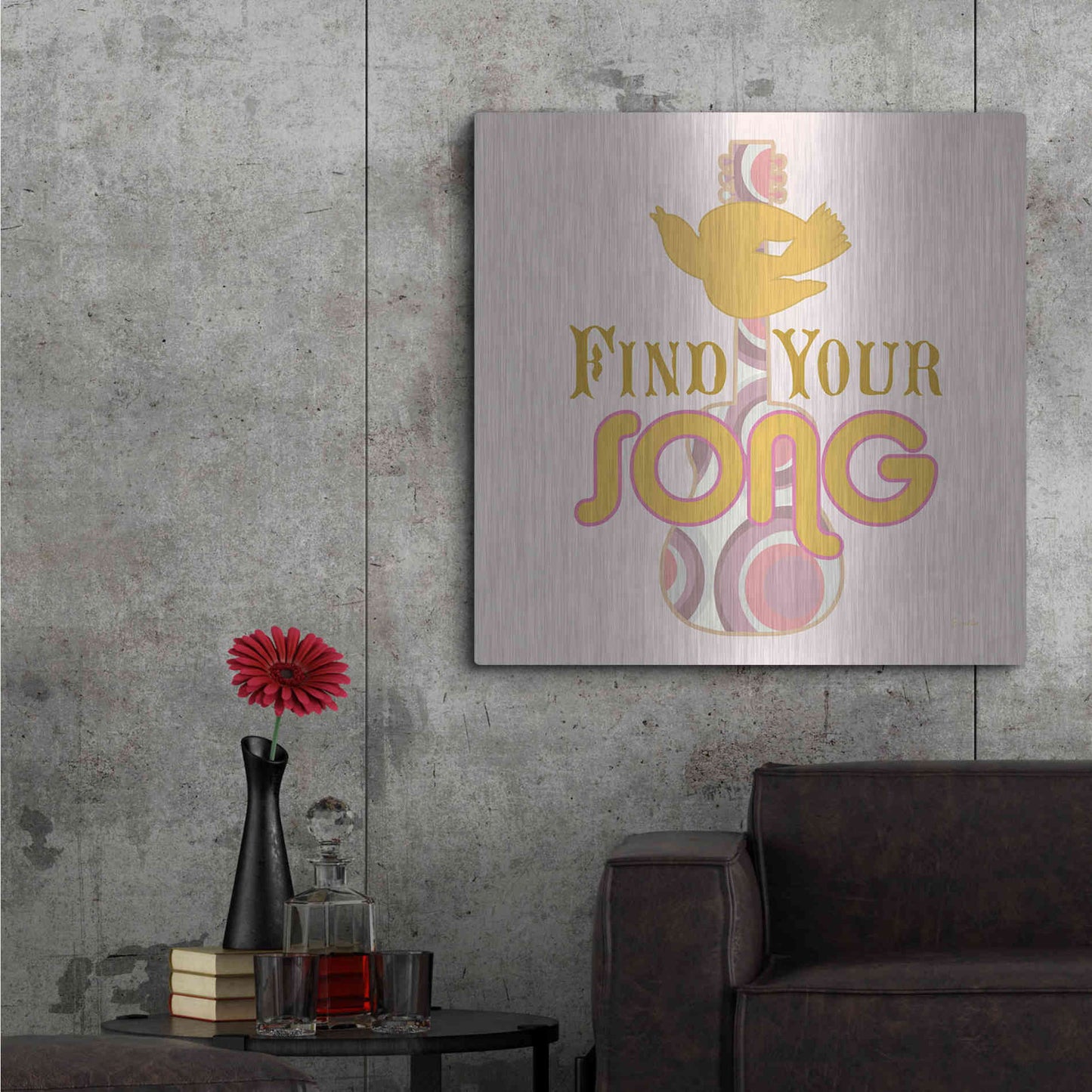 Luxe Metal Art 'Find Your Song' by Evelia Designs Metal Wall Art,36x36
