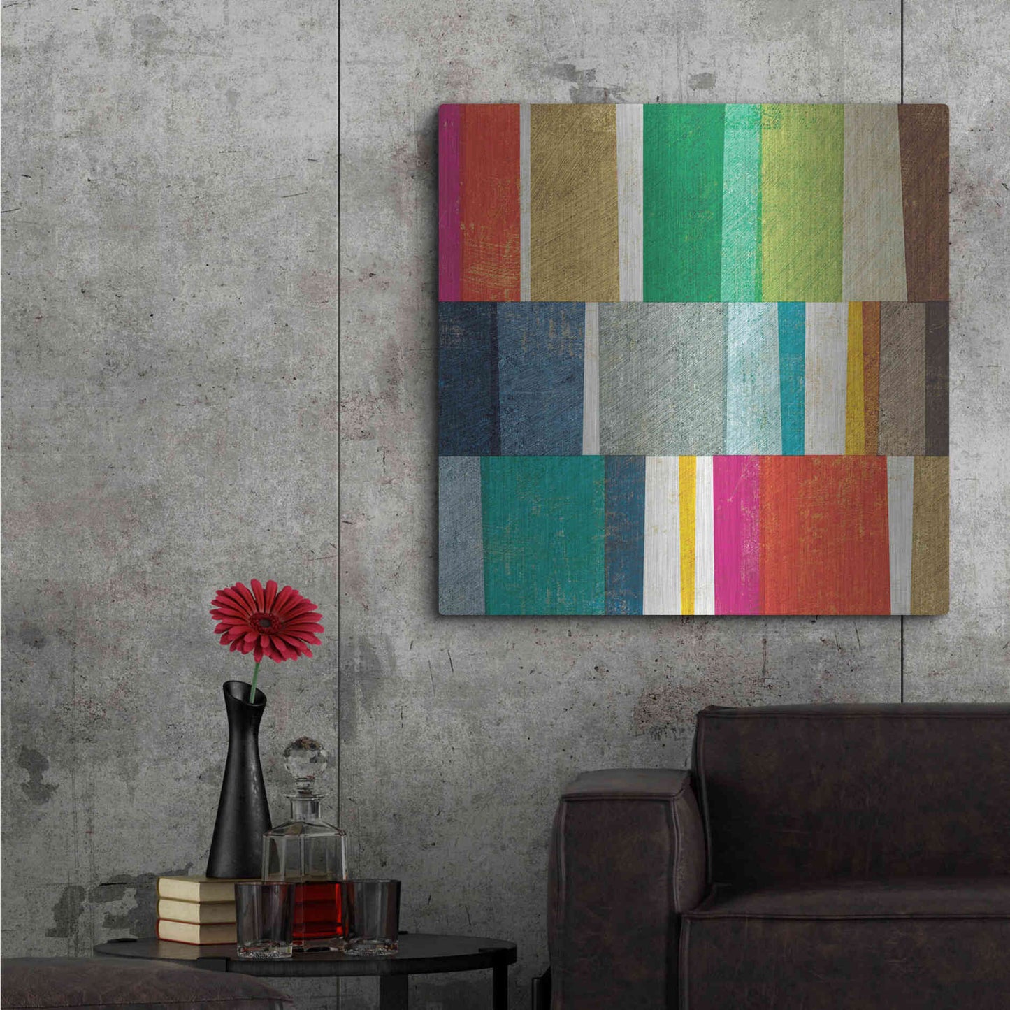 Luxe Metal Art 'Colorful Abstract' by Michael Mullan, Metal Wall Art,36x36