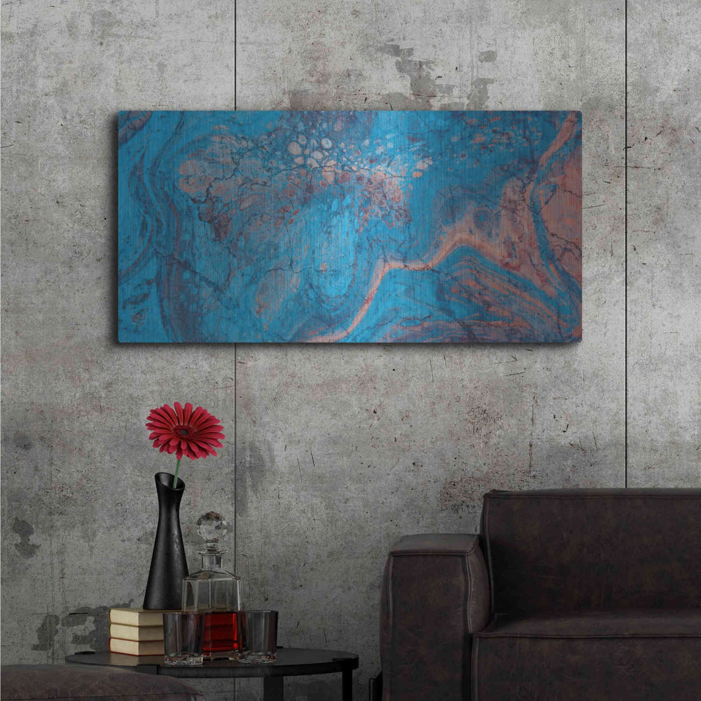 Luxe Metal Art 'Craquelure Three' by Steve Hunziker Metal Wall Art,48x24