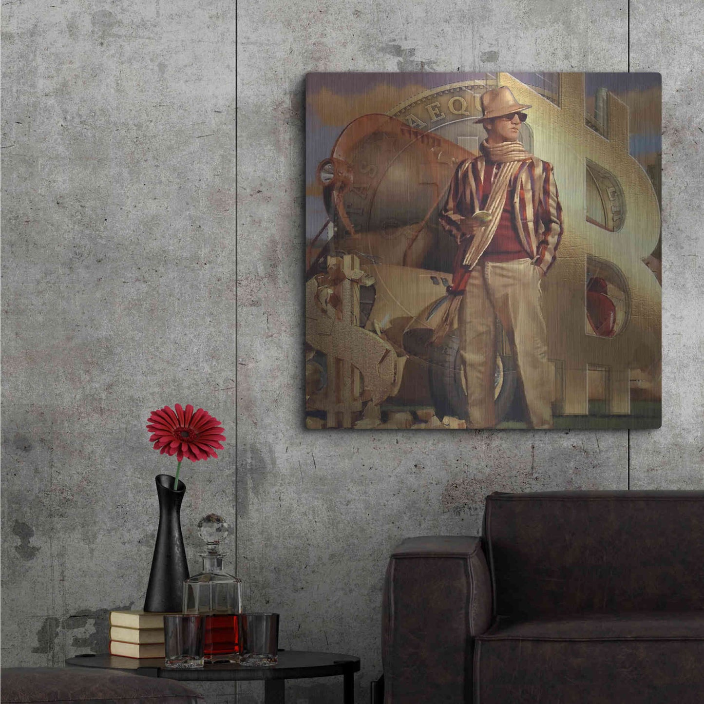 Luxe Metal Art 'Bitcoin Deco Eleven' by Steve Hunziker Metal Wall Art,36x36