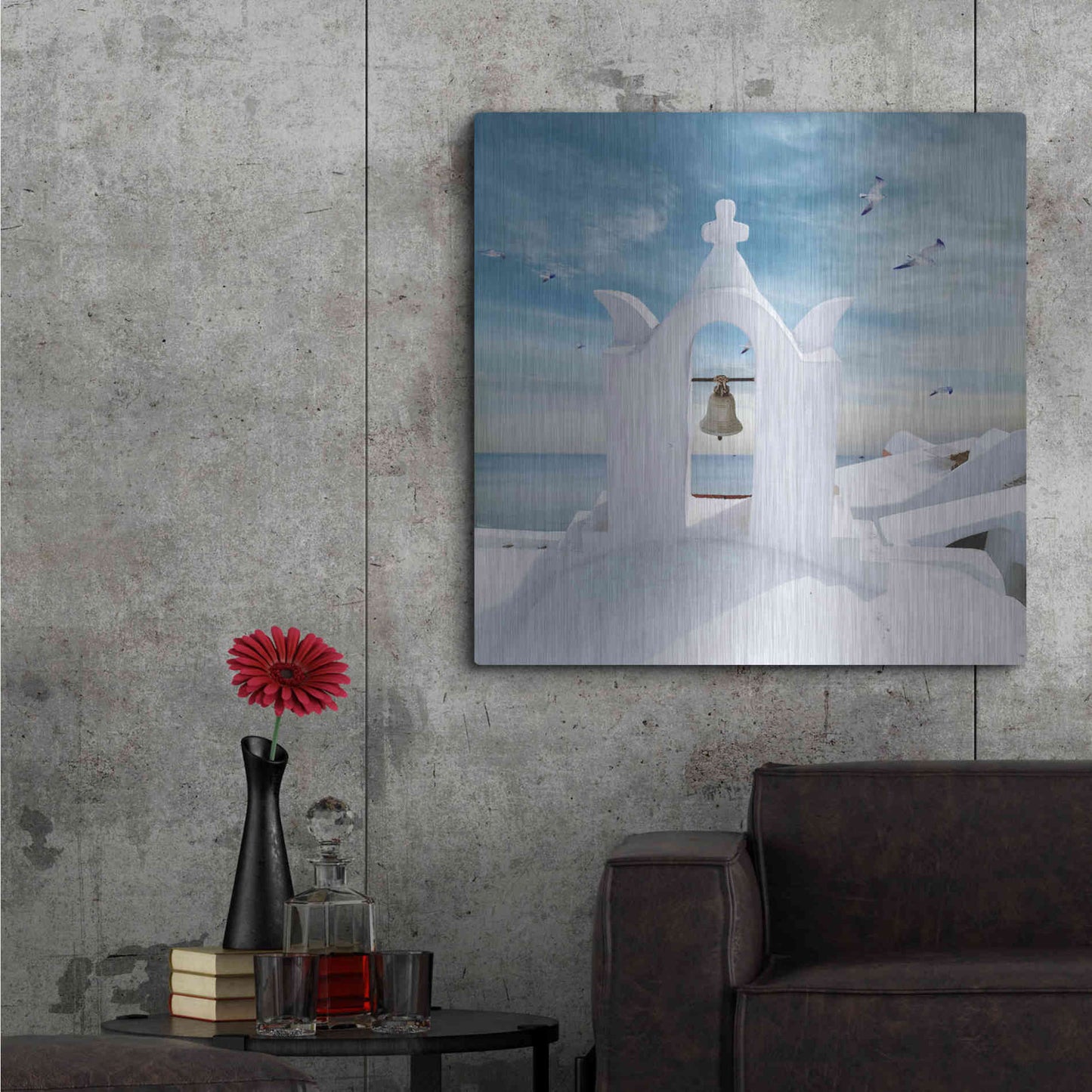 Luxe Metal Art 'Grecianblue Two' by Steve Hunziker Metal Wall Art,36x36