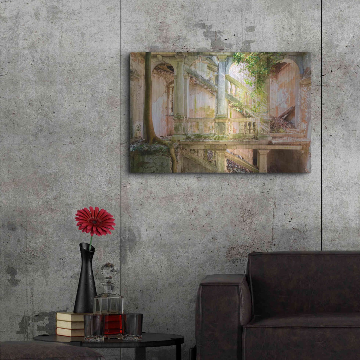 Luxe Metal Art 'Poetic Villa Ruin' by Roman Robroek Metal Wall Art,36x24