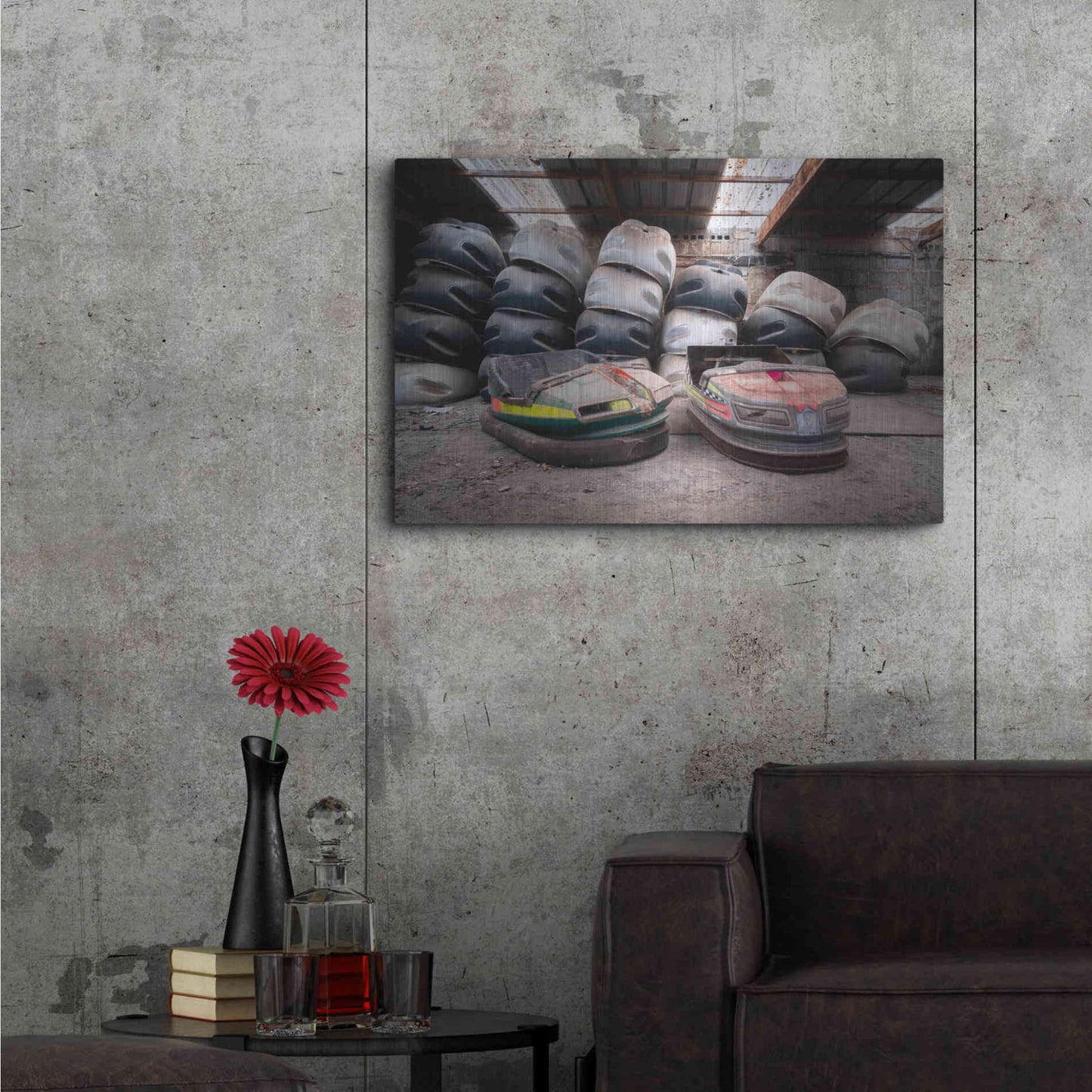Luxe Metal Art 'Bumper Cars' by Roman Robroek Metal Wall Art,36x24