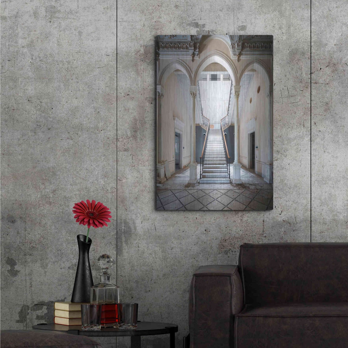 Luxe Metal Art 'Gray Staircase' by Roman Robroek Metal Wall Art,24x36