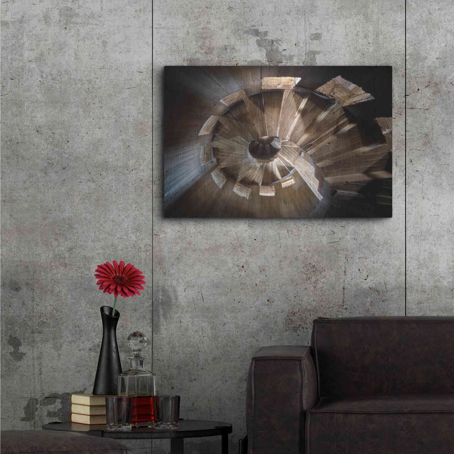 Luxe Metal Art 'Shadow In The Staircase' by Roman Robroek Metal Wall Art,36x24