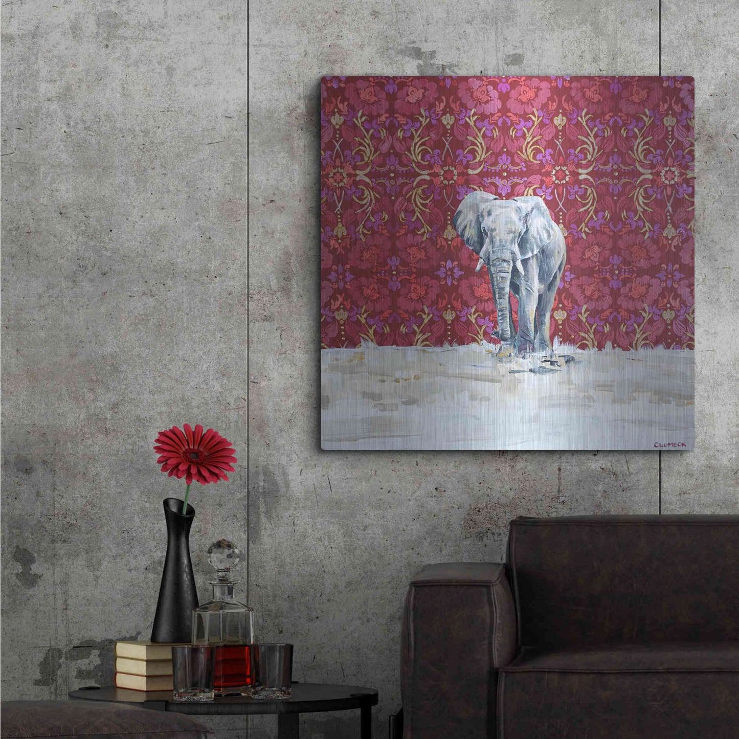 Luxe Metal Art 'Elephant by Alana Clumeck Metal Wall Art,36x36